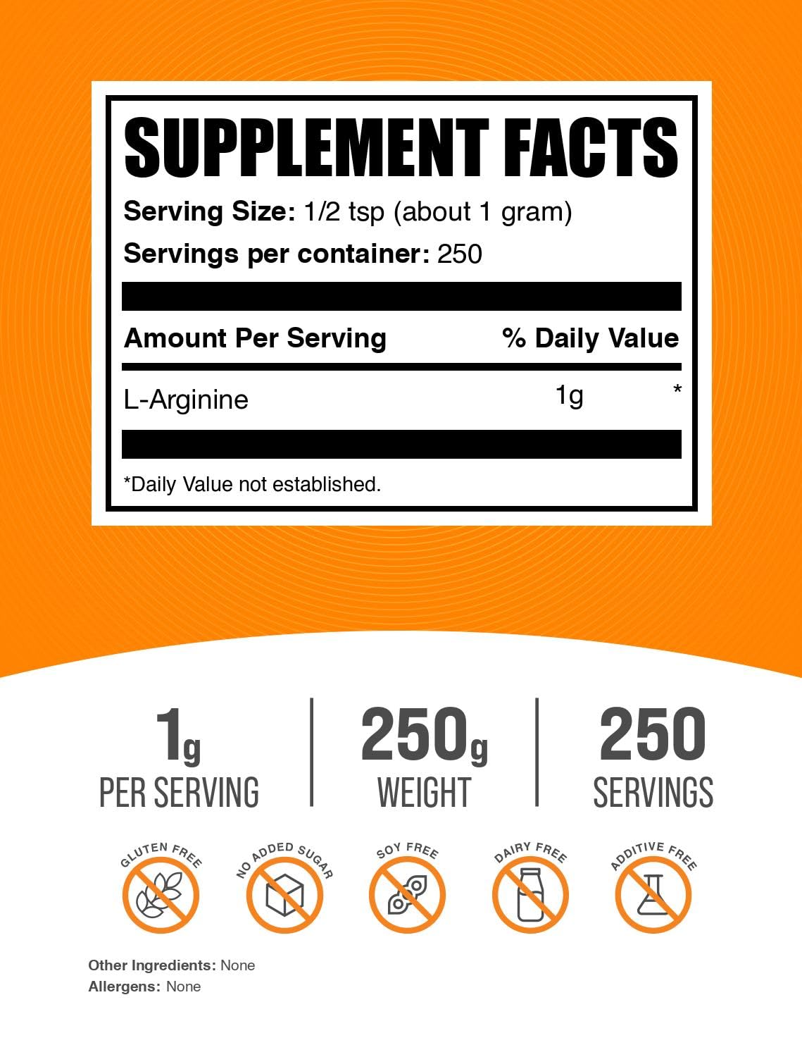 BulkSupplements L-Arginine Powder packaging side view