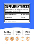 BulkSupplements L-Carnosine Powder 500mg back view with ingredient details