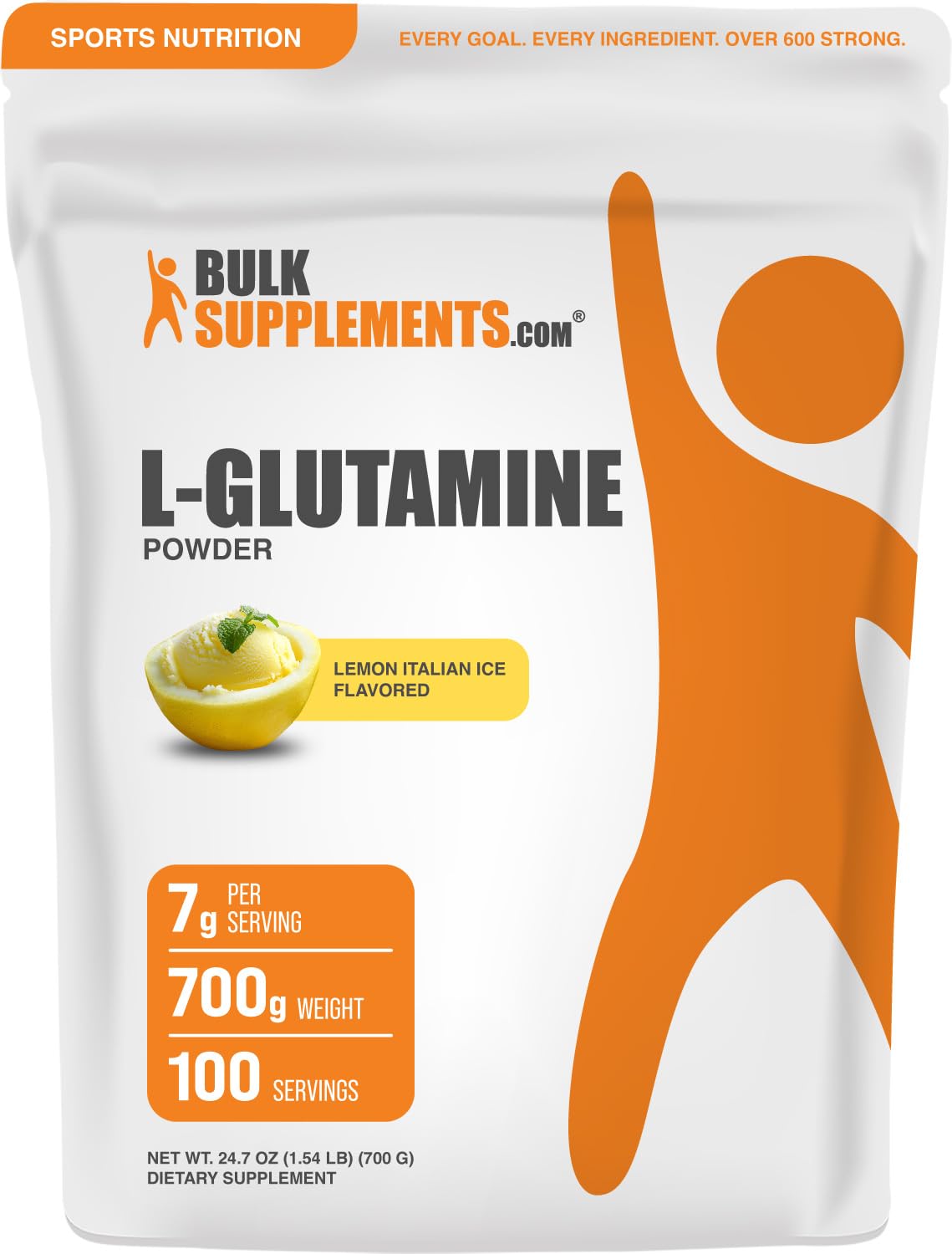BulkSupplements L-Glutamine Powder 700g front view