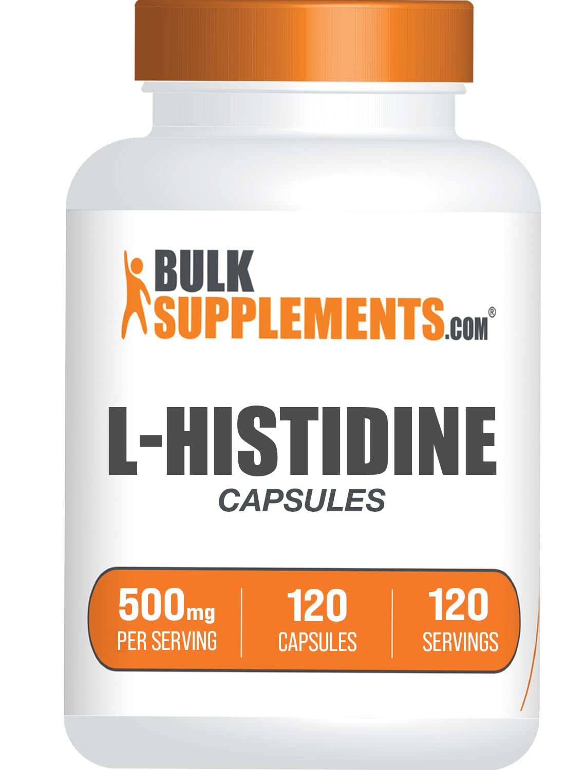 BulkSupplements L-Histidine 500mg capsules front view