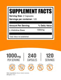 BulkSupplements L-Histidine Capsules 1000mg side view