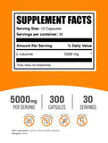 BulkSupplements L-Leucine Capsules 5000mg side view showing capsule count