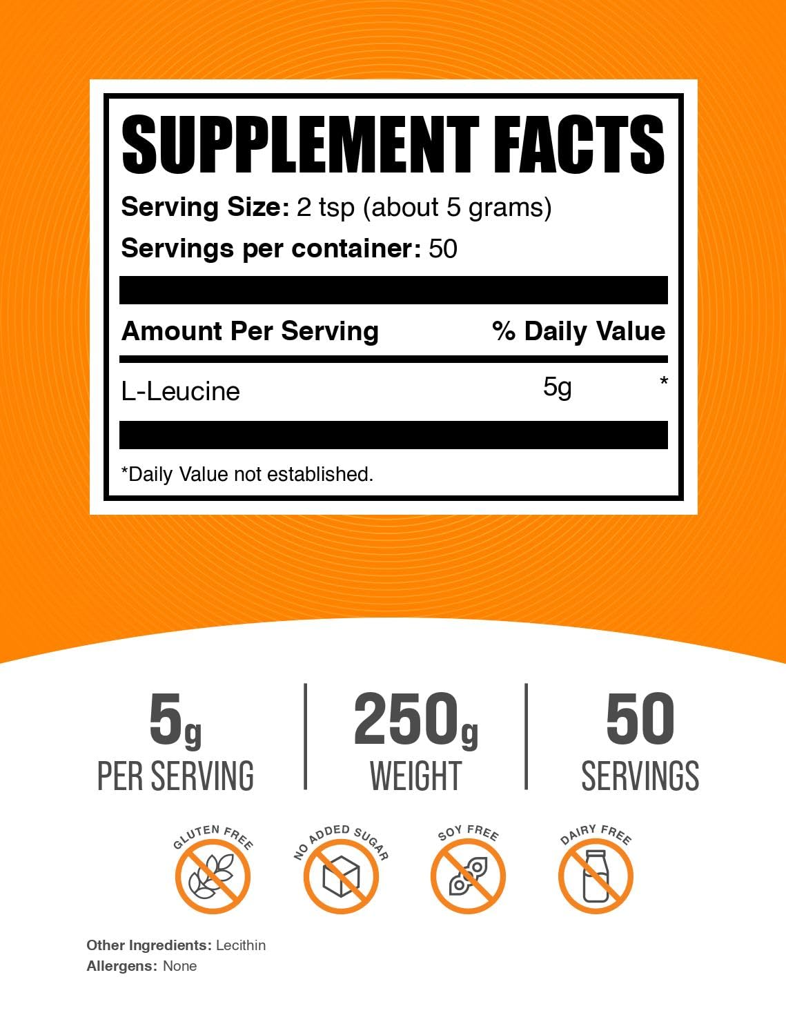 BulkSupplements L-Leucine Powder 250g packaging