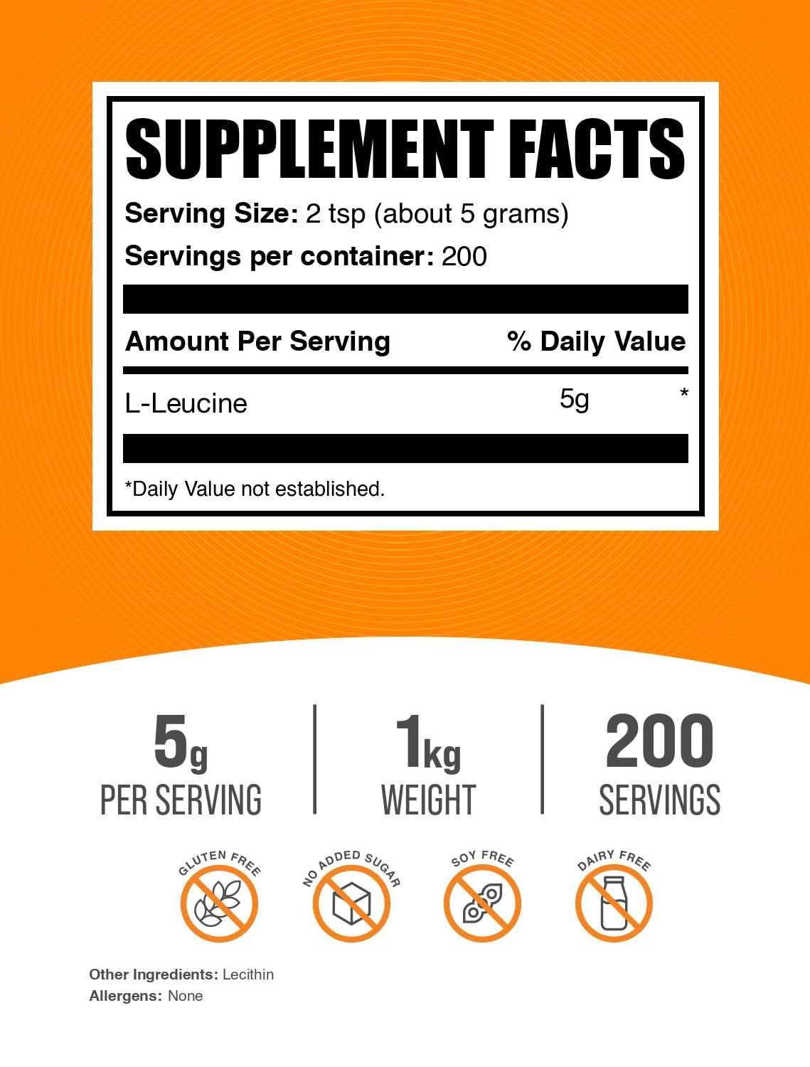 BulkSupplements L-Leucine Powder packaging side view
