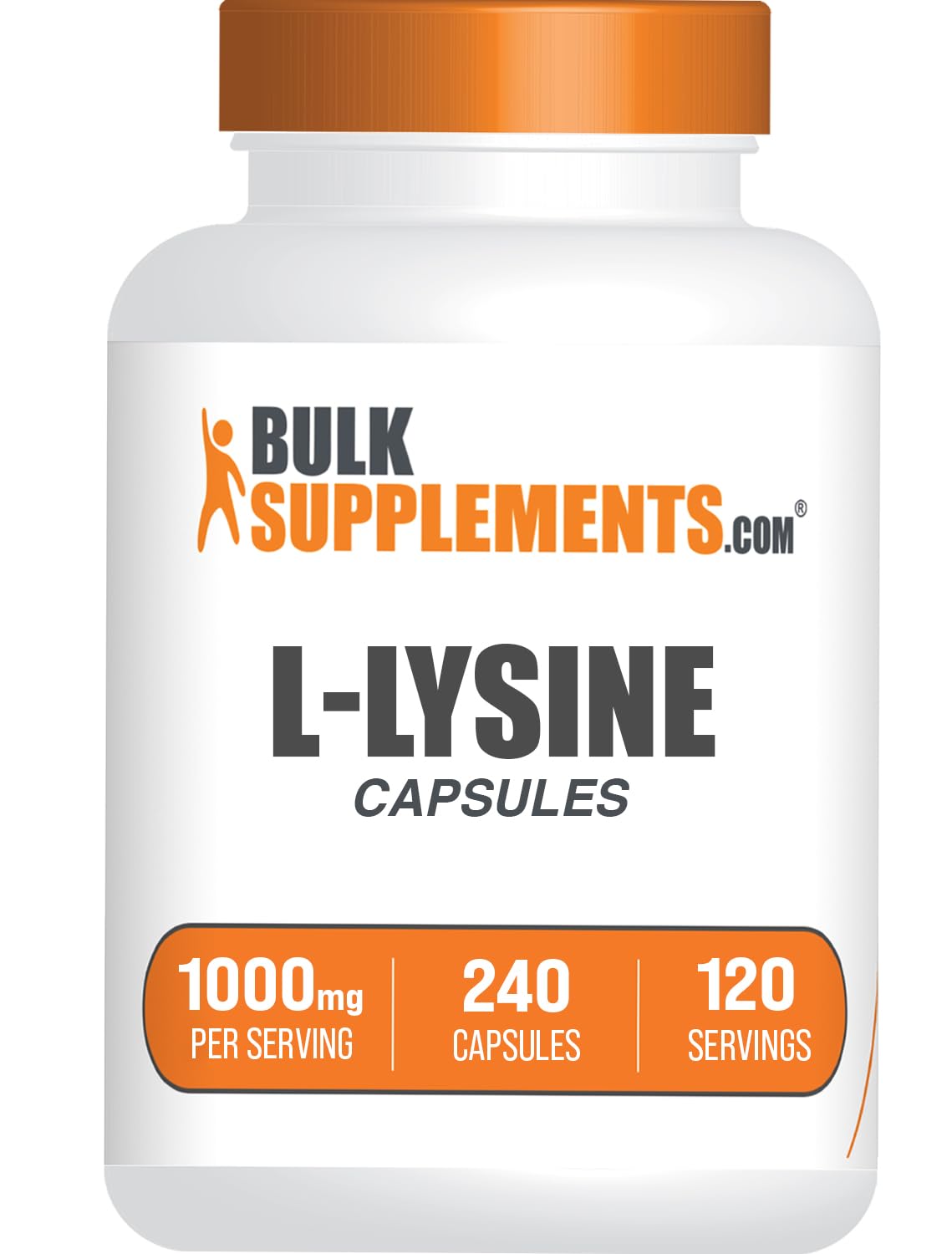 BulkSupplements L-Lysine Capsules 1000mg front view