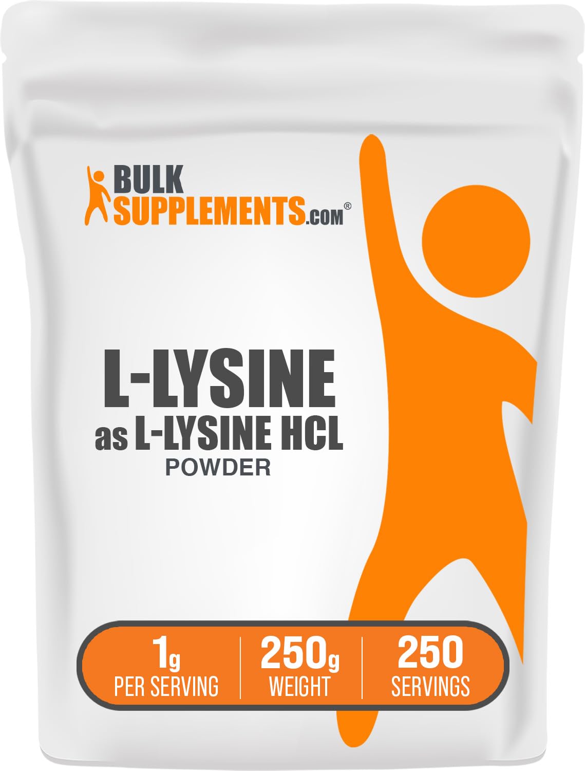 BulkSupplements L-Lysine Powder 227g front view