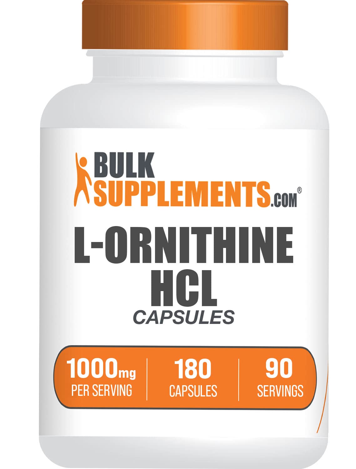 BulkSupplements L-Ornithine HCl Capsules 1000mg front view