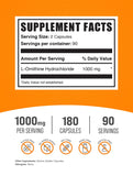 BulkSupplements L-Ornithine HCl Capsules 1000mg side view