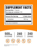 BulkSupplements L-Tryptophan 500mg capsules side view