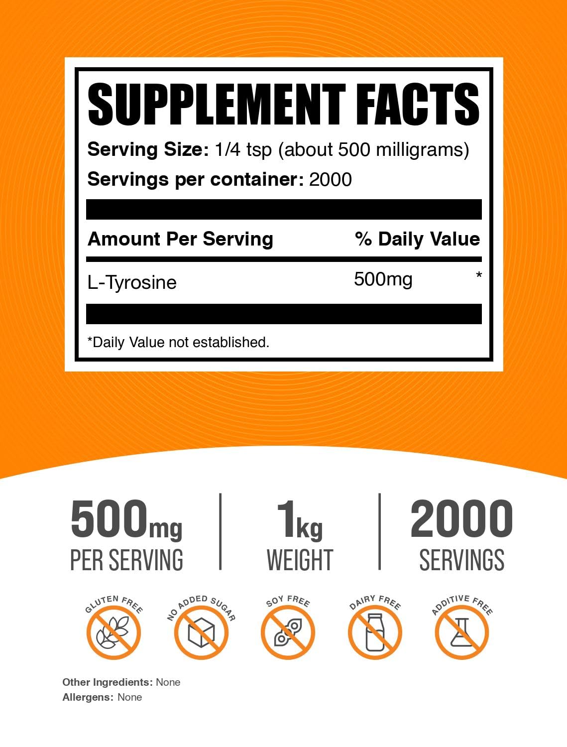 BulkSupplements L-Tyrosine Powder 500mg side view