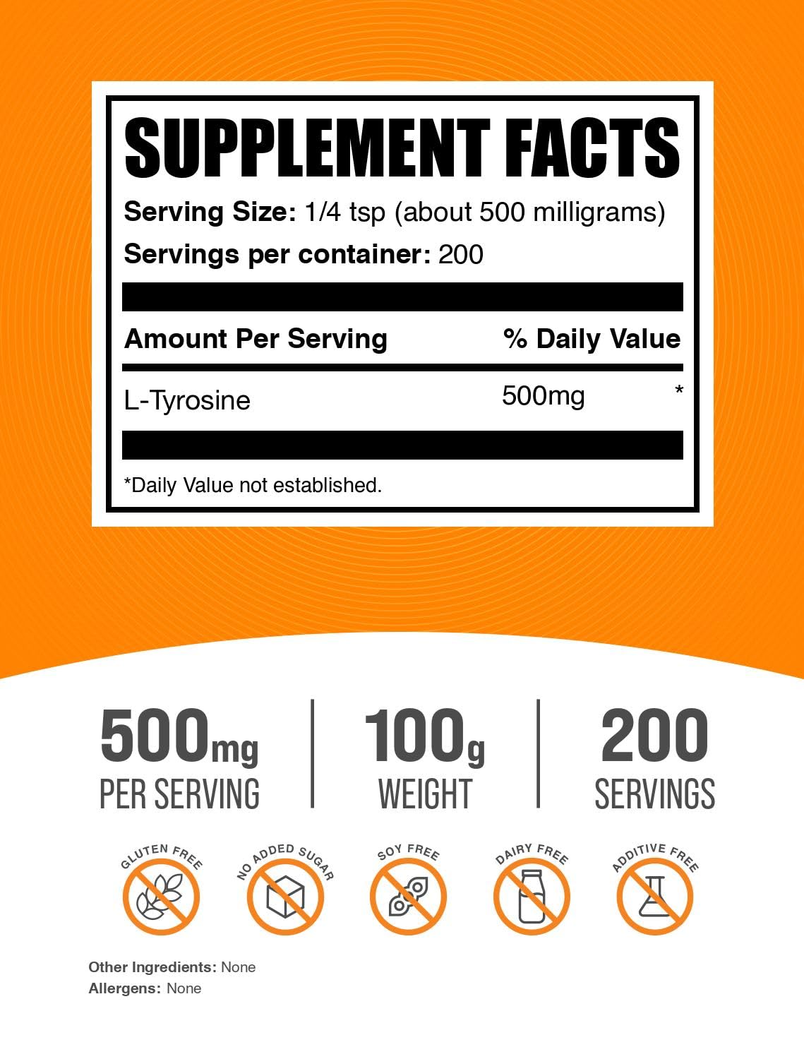 BulkSupplements L-Tyrosine Powder packaging and label