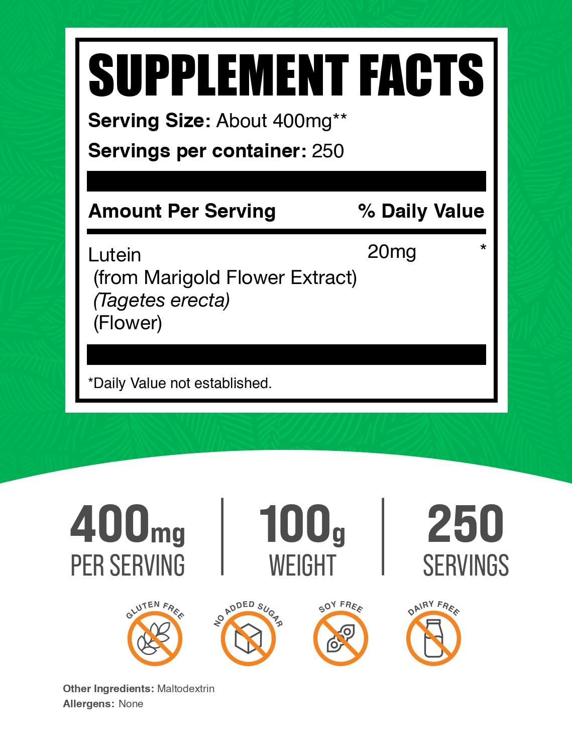 BulkSupplements Lutein Powder packaging