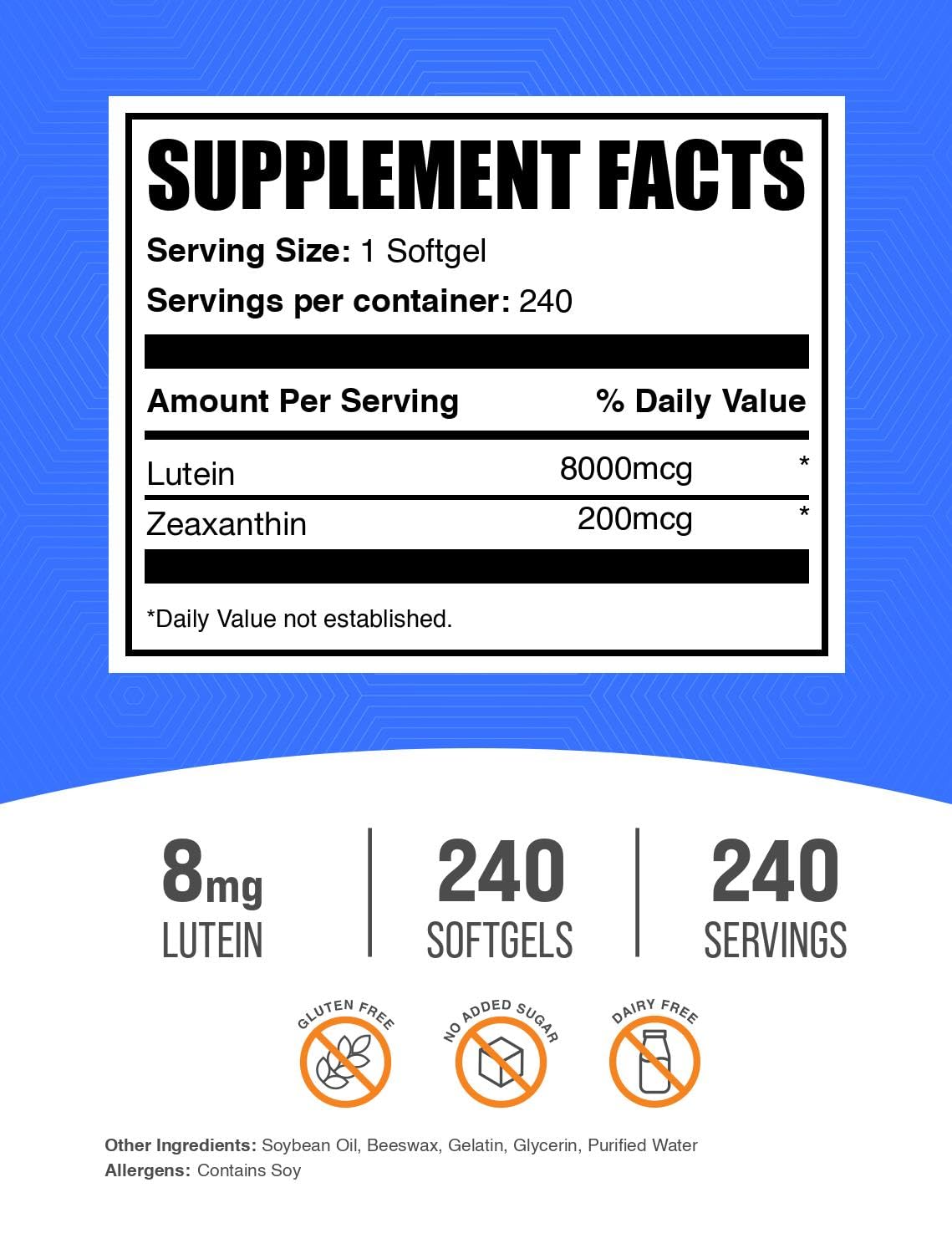 BulkSupplements Lutein & Zeaxanthin Softgels side view