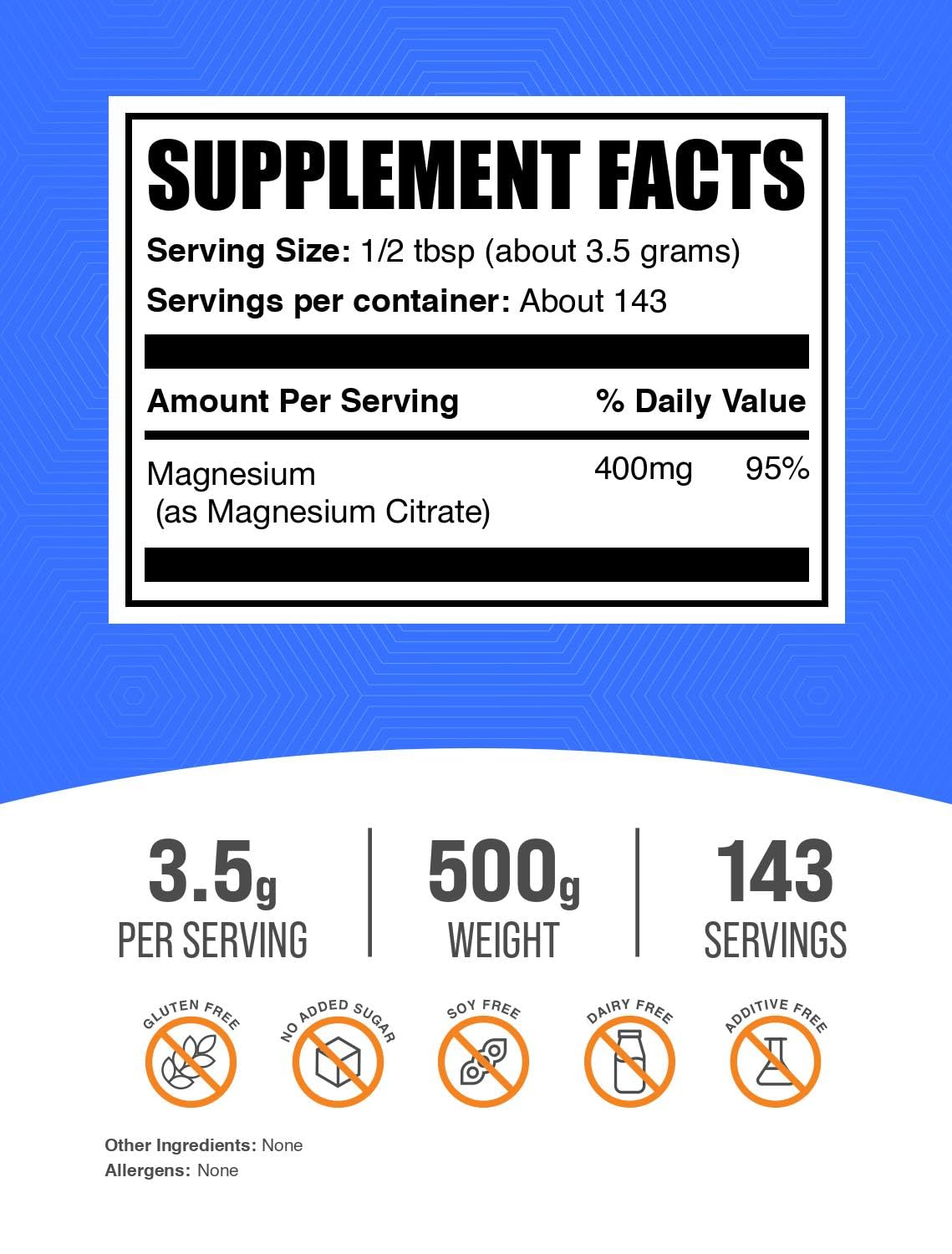 BulkSupplements Magnesium Citrate 400mg Powder packaging