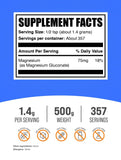 BulkSupplements Magnesium Gluconate Powder 500g packaging
