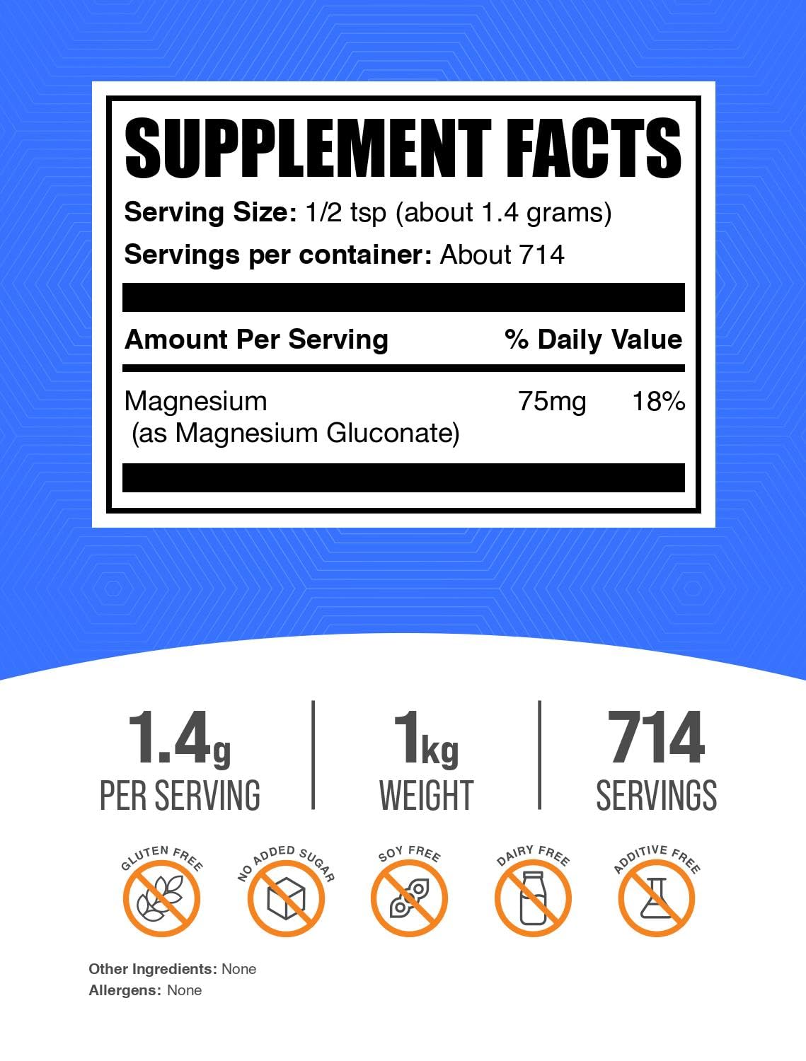 BulkSupplements Magnesium Gluconate Powder packaging