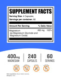 BulkSupplements Magnesium Glycinate Capsules 400mg bottle side view