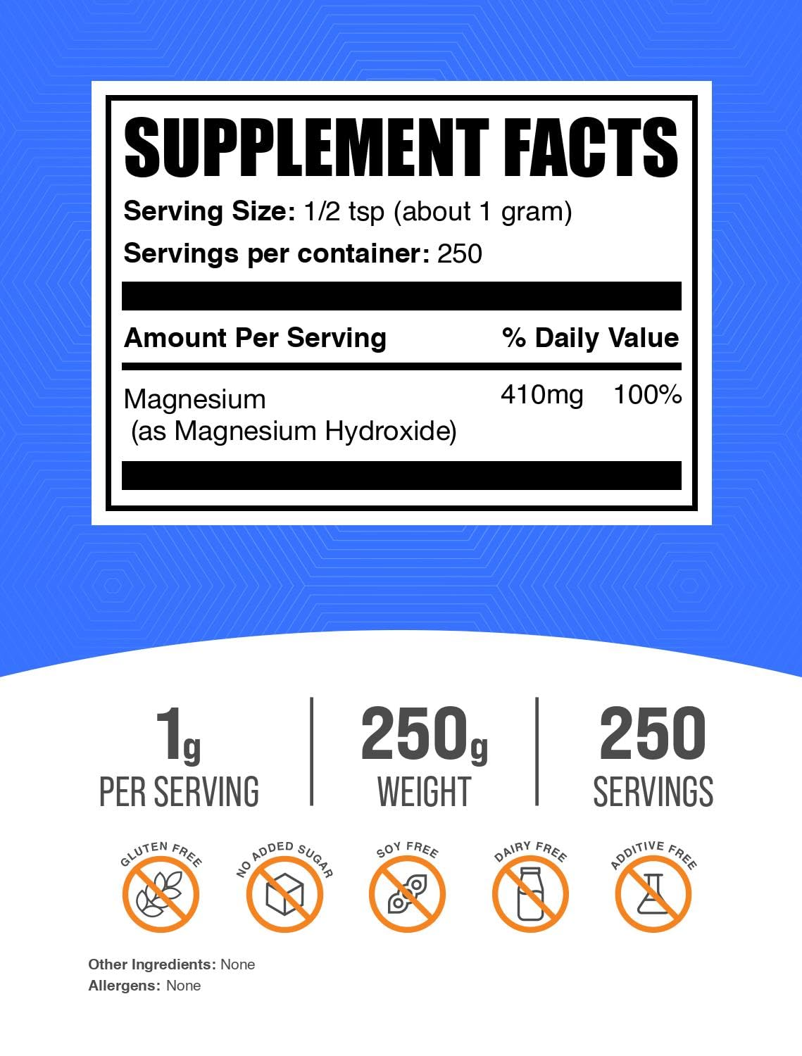 BulkSupplements Magnesium Hydroxide Powder 410mg packaging