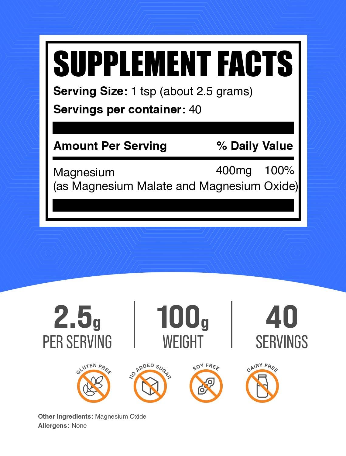 BulkSupplements Magnesium Malate Powder 300mg packaging
