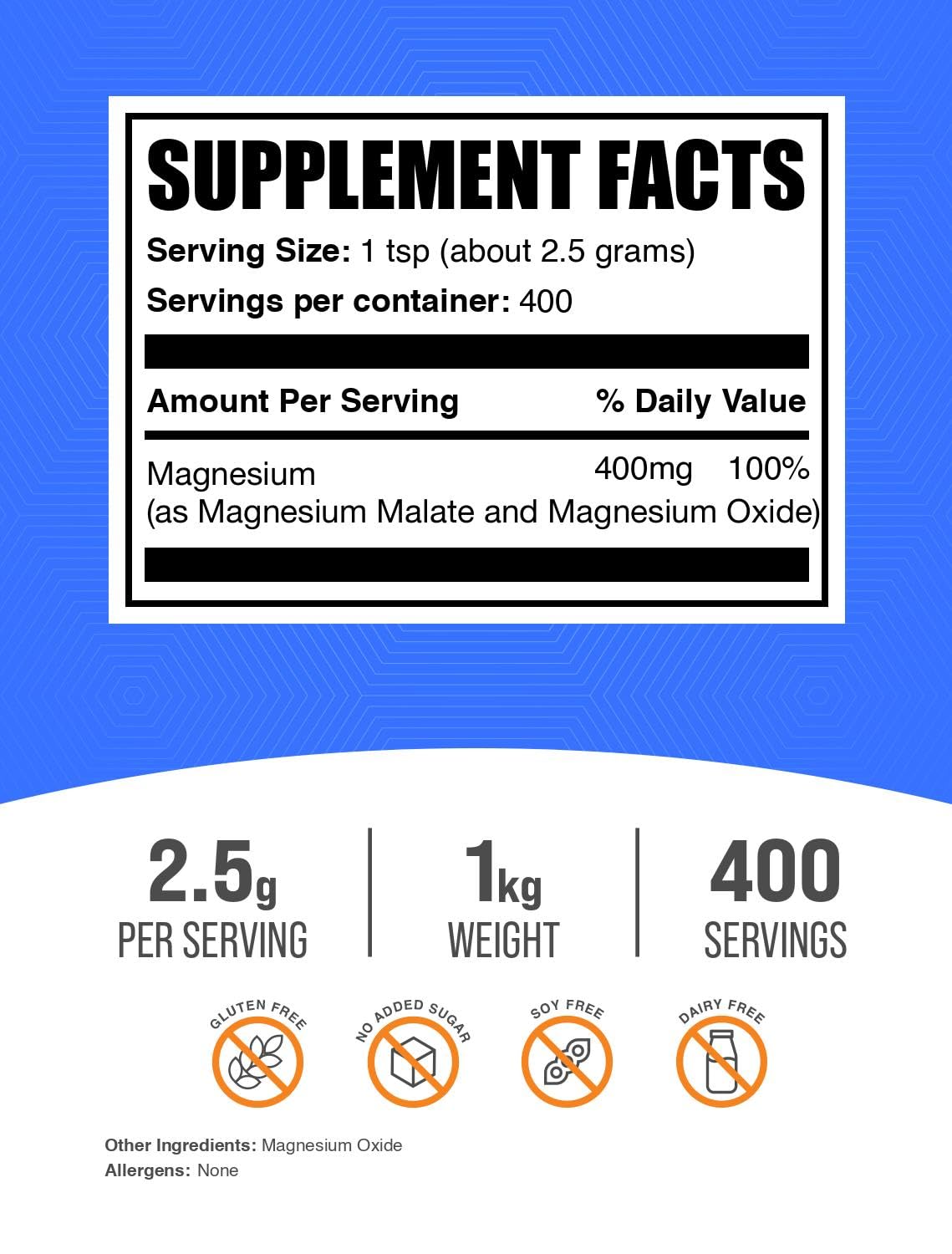 BulkSupplements Magnesium Malate Powder packaging side view