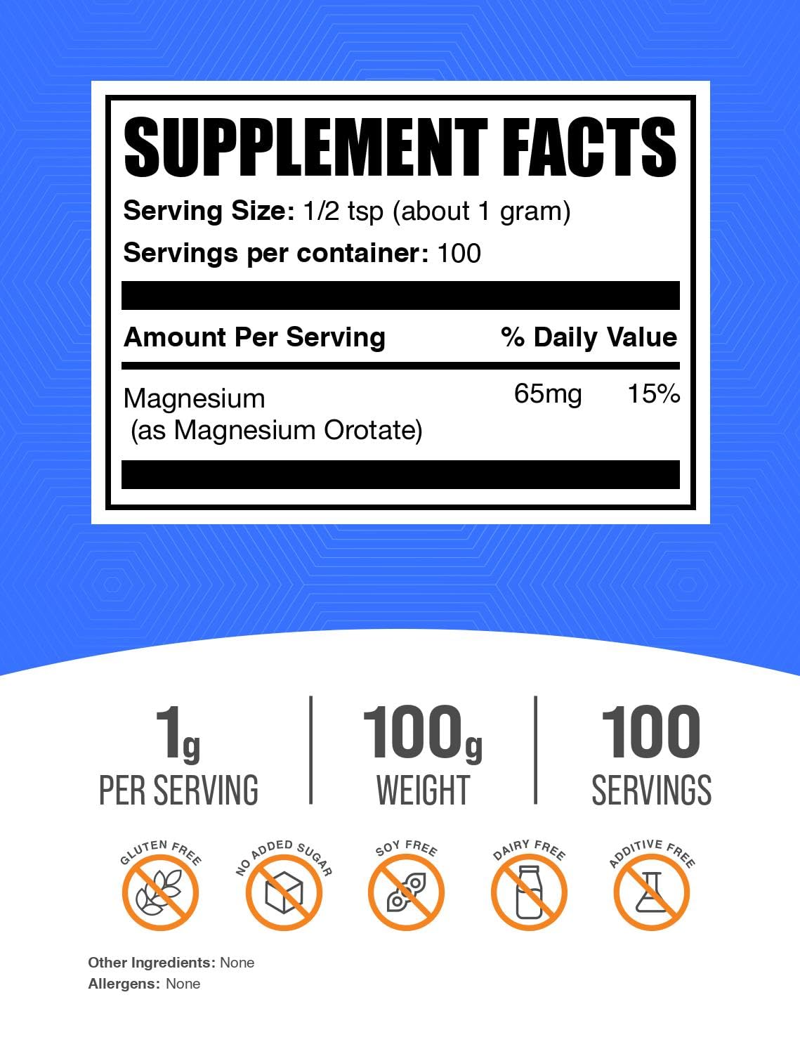 BulkSupplements Magnesium Orotate Powder packaging side view