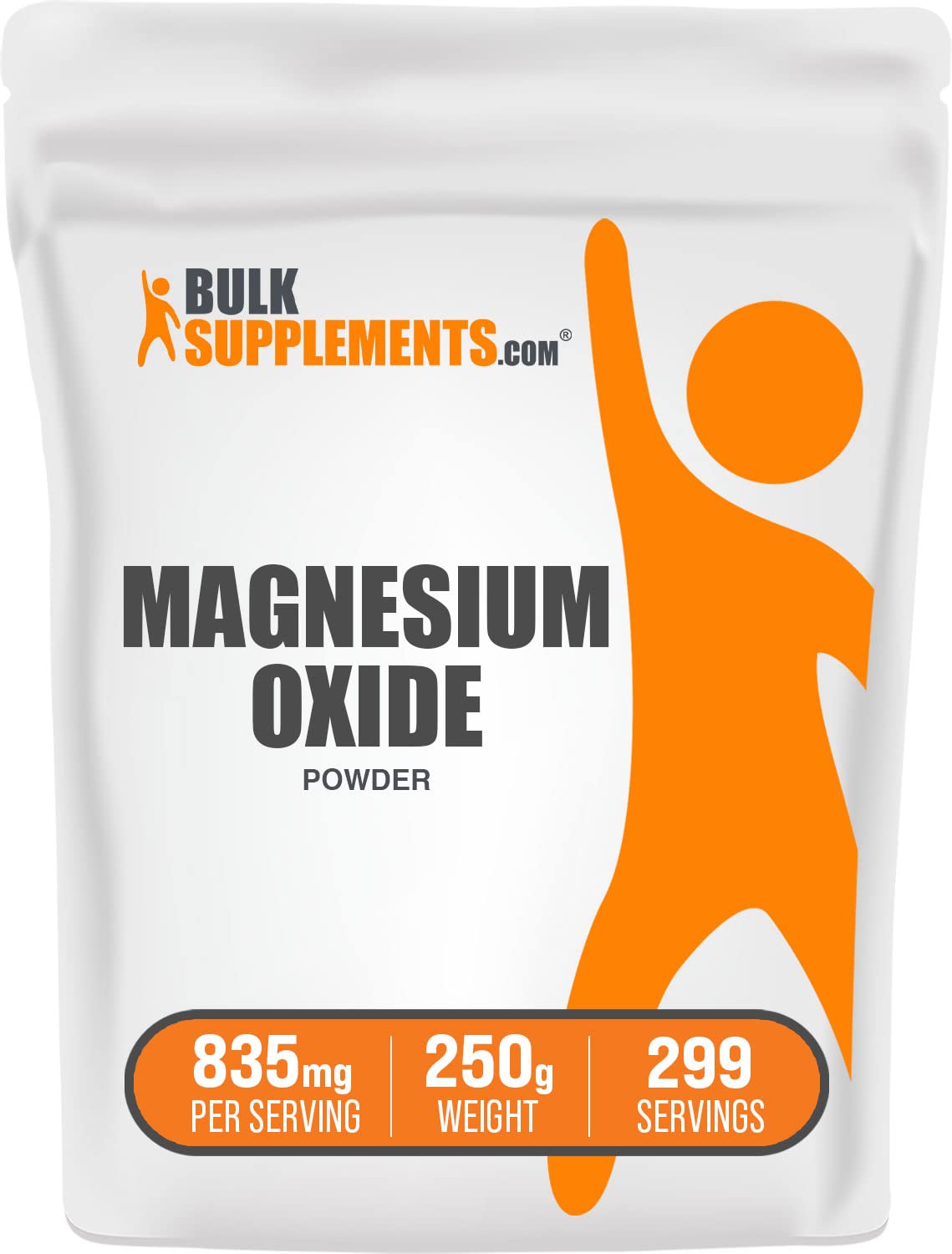 BulkSupplements Magnesium Oxide Powder 500mg front view