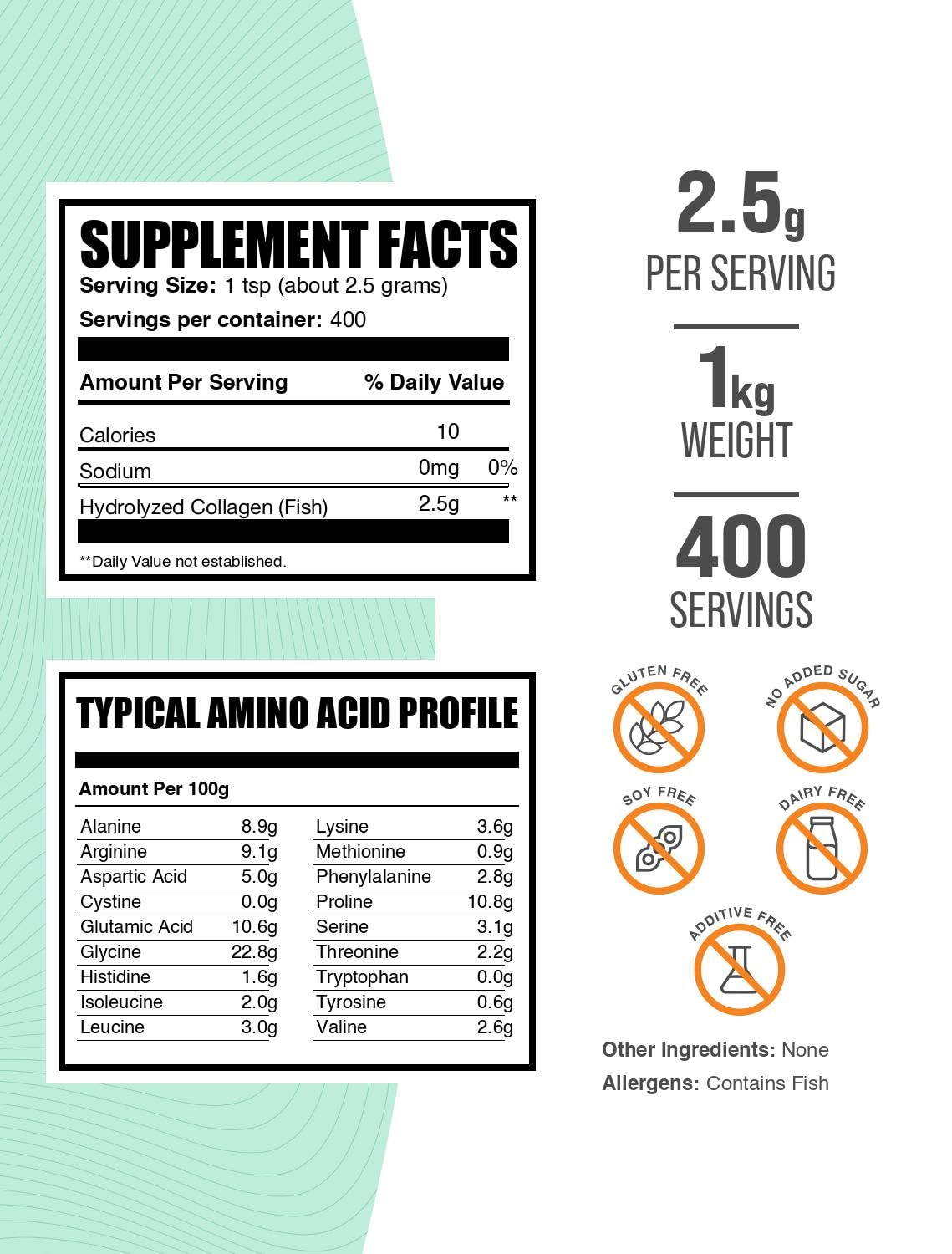 BulkSupplements Marine Collagen Powder packaging details