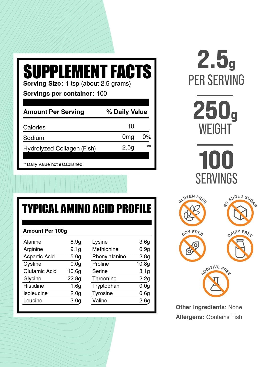 BulkSupplements Marine Collagen Powder scoop and powder