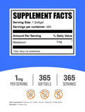 BulkSupplements Melatonin 1mg softgels side view with dosage details
