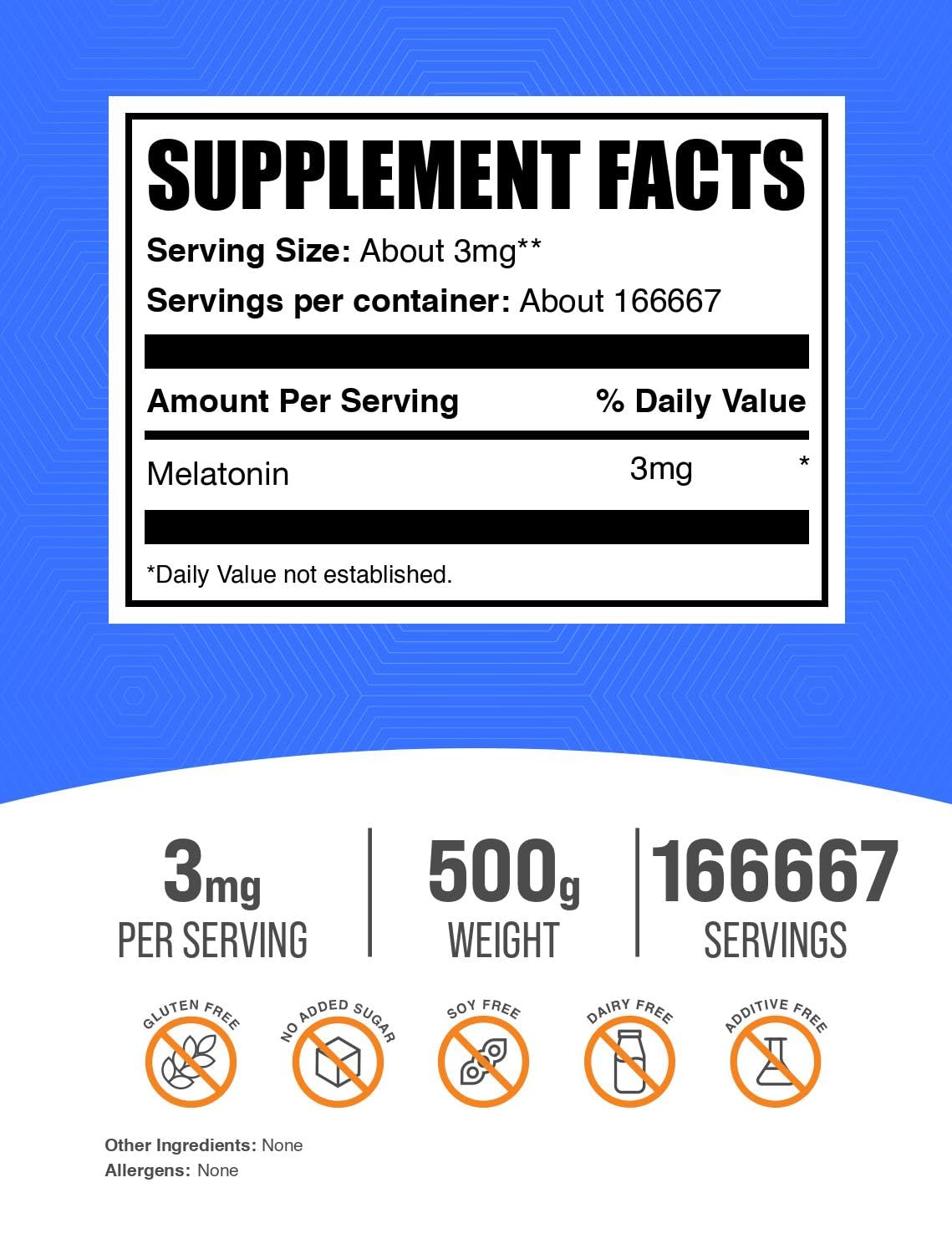 BulkSupplements Melatonin Powder 3mg dosage scoop