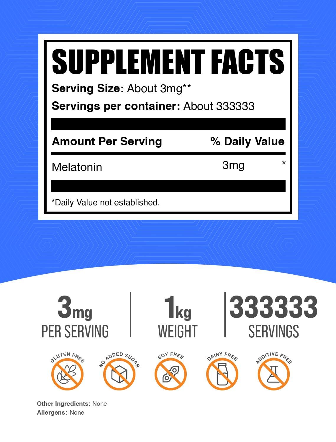 BulkSupplements Melatonin Powder 3mg dosage scoop