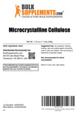 BulkSupplements Microcrystalline Cellulose Powder 500g back view with nutritional information