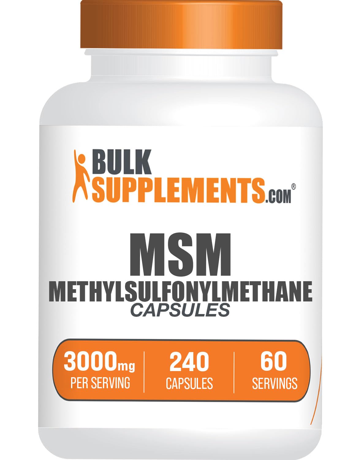 BulkSupplements MSM Capsules 3000mg front view