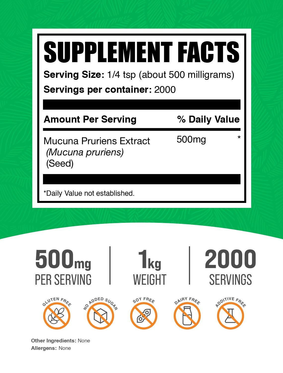 BulkSupplements Mucuna Pruriens Extract Powder 1021g packaging