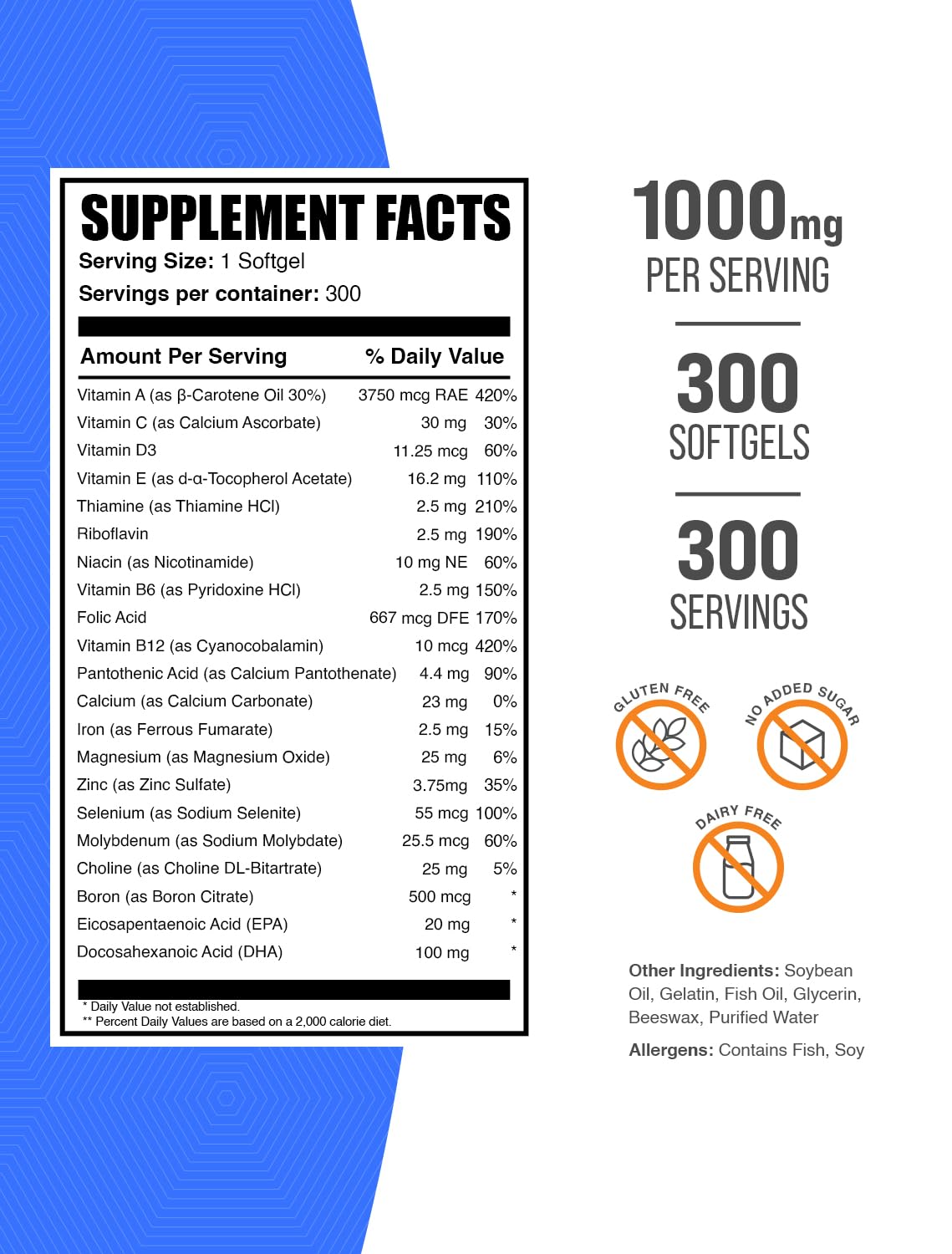 BulkSupplements Multivitamin for Women 50+ Softgels side view