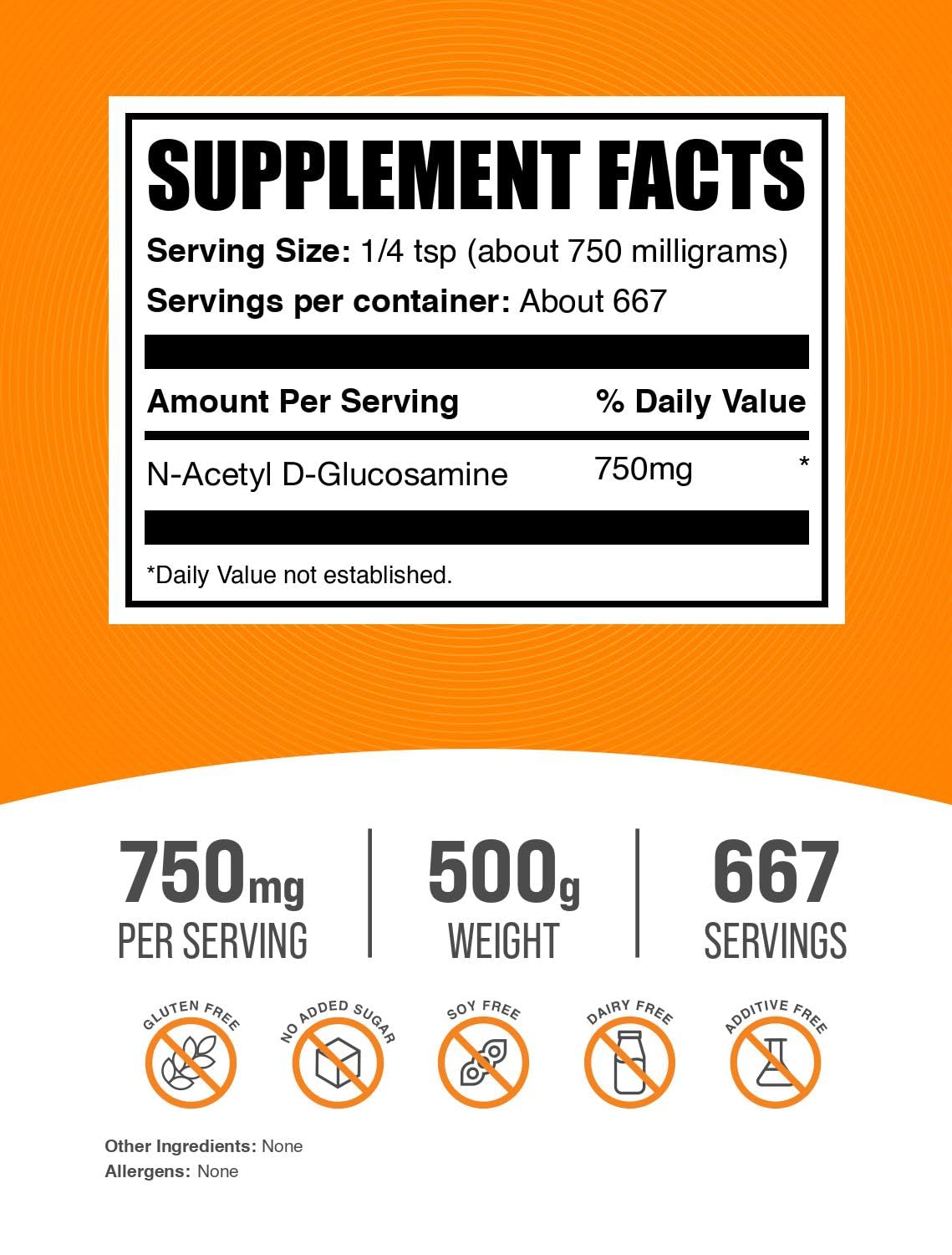 BulkSupplements N-Acetyl Glucosamine Powder 750mg packaging