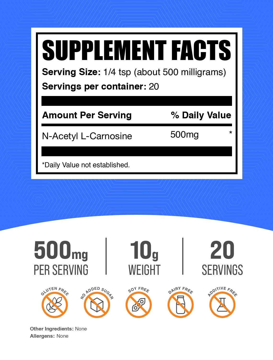 BulkSupplements N-Acetyl L-Carnosine Powder 500mg packaging