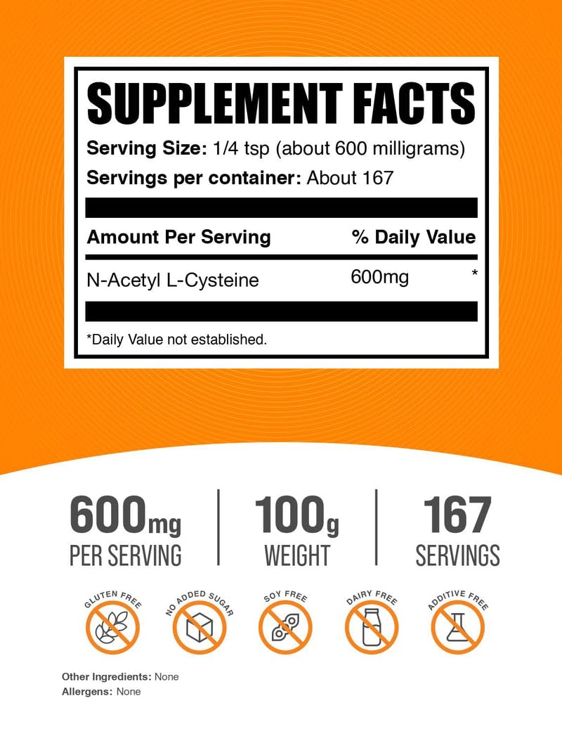 BulkSupplements N-Acetyl L-Cysteine Powder packaging