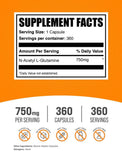 BulkSupplements N-Acetyl L-Glutamine Capsules 750mg side view