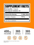 BulkSupplements N-Acetyl L-Tyrosine 400mg capsules side view