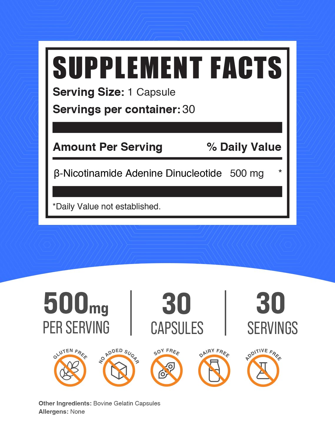 BulkSupplements NAD Capsules 40g side view