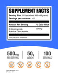 BulkSupplements NAD Powder 500mg side view with nutritional information