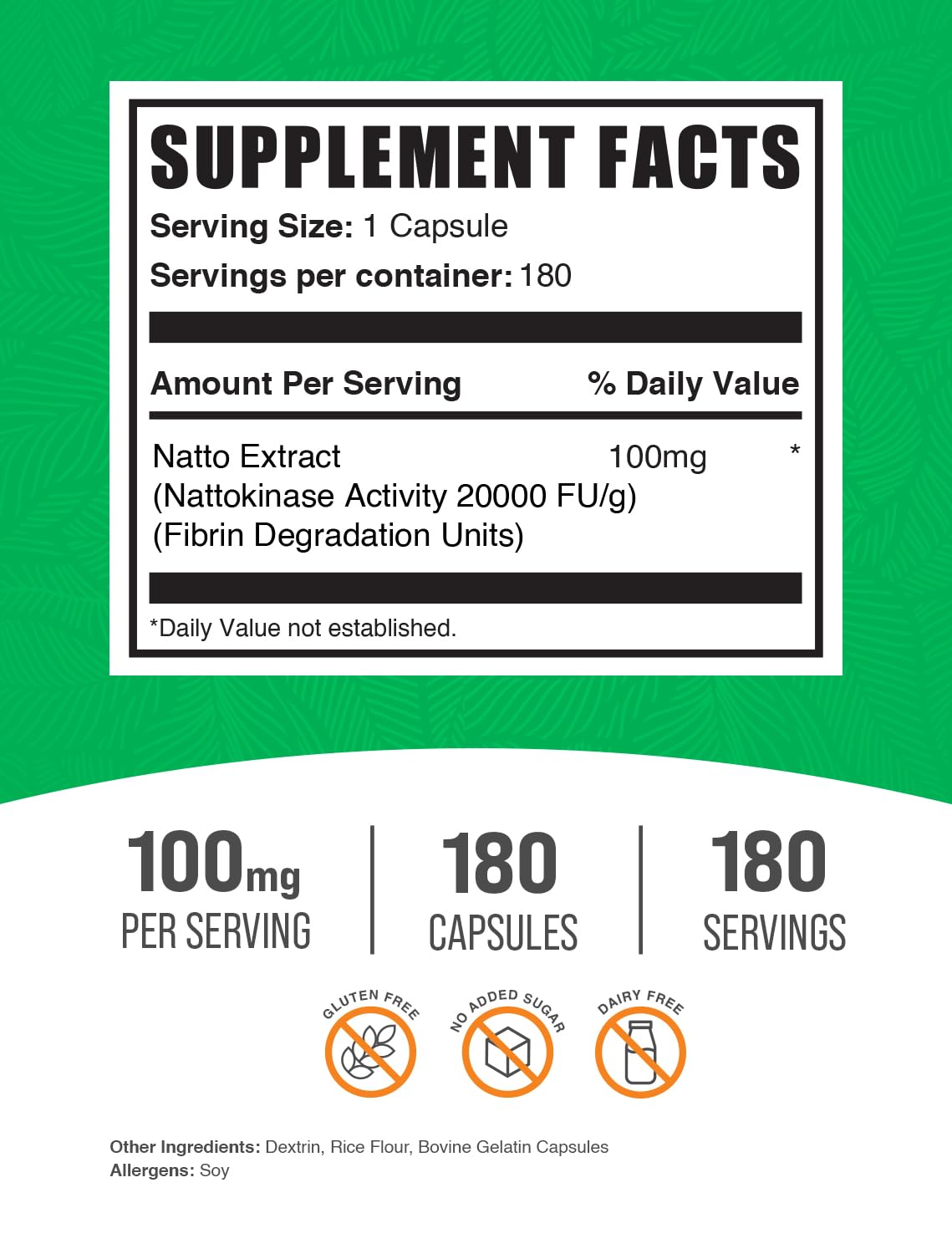 BulkSupplements Nattokinase 2000 FU capsules side view