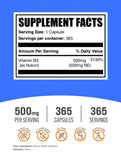 BulkSupplements Niacin B3 Vitamin 500mg capsules side view with label