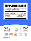BulkSupplements Niacin Powder 500mg side view with nutritional information