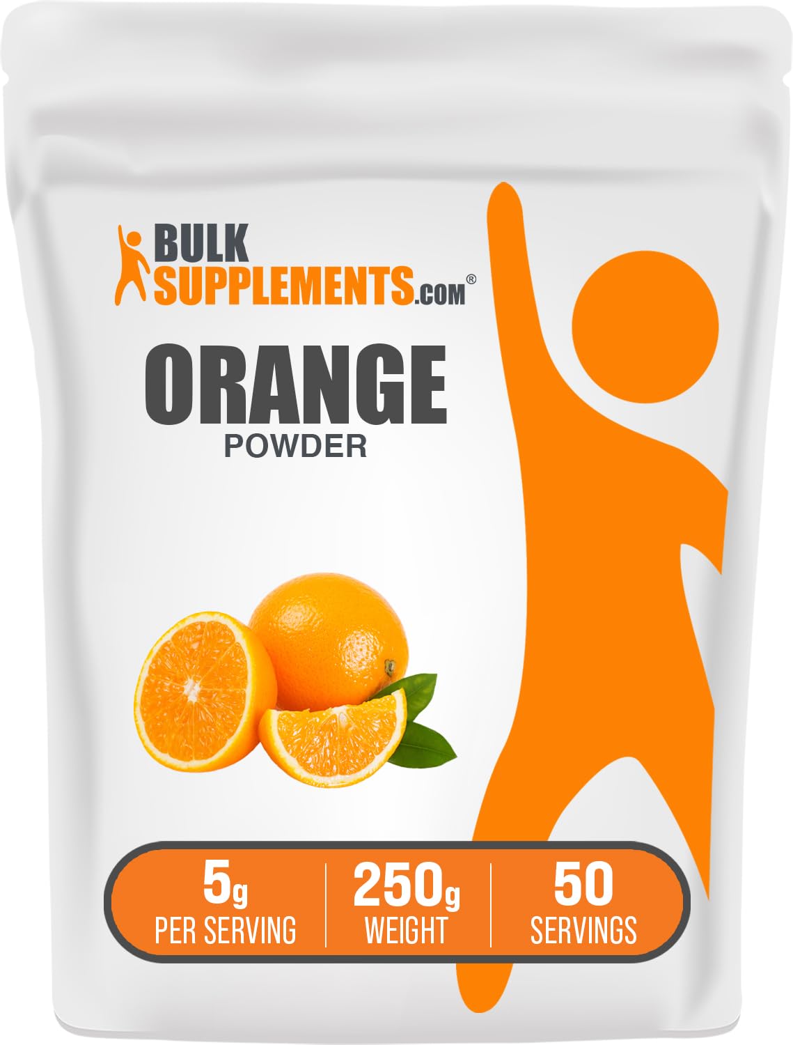 BulkSupplements Orange Fruit Powder 249g front view
