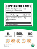 BulkSupplements Organic Alfalfa Grass Powder 500g packaging