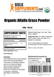 BulkSupplements Organic Alfalfa Grass Powder on a kitchen counter