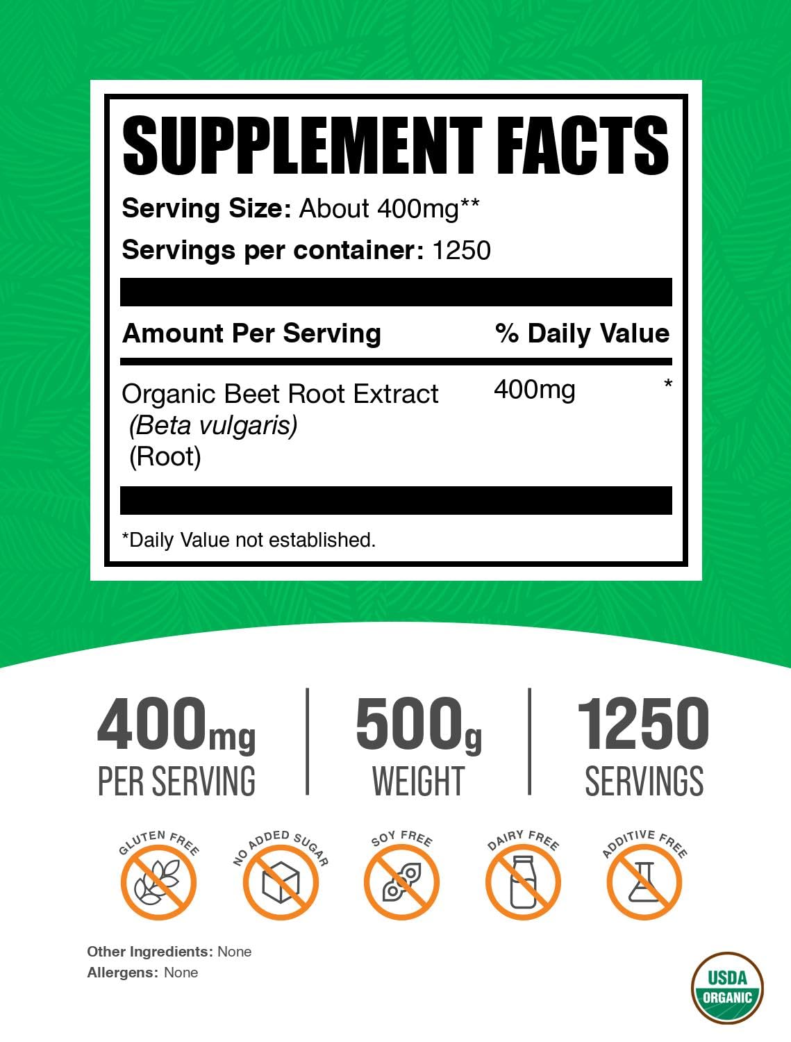 BulkSupplements Organic Beet Root Extract Powder packaging side view