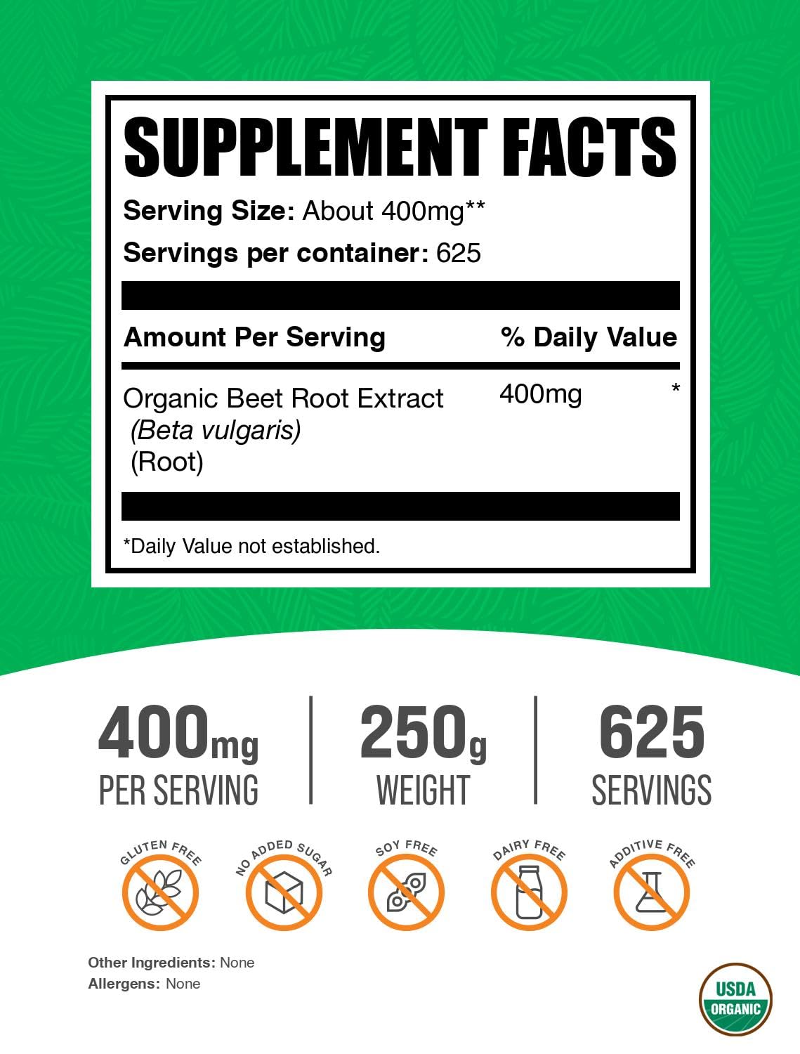 BulkSupplements Organic Beet Root Extract Powder side view with label